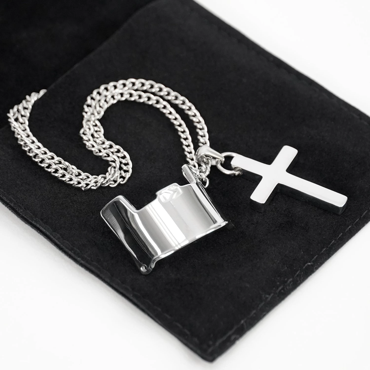 Visor & Cross Pendant With Chain Kids Necklace - Stainless Steel - Image 3